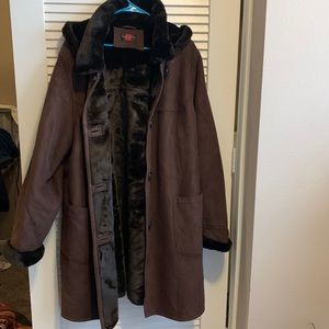 Brown faux fur long coat